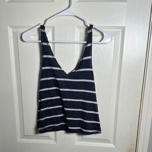 Urban Outfitters Women’s Navy Striped Cropped Tank Top (Size M)